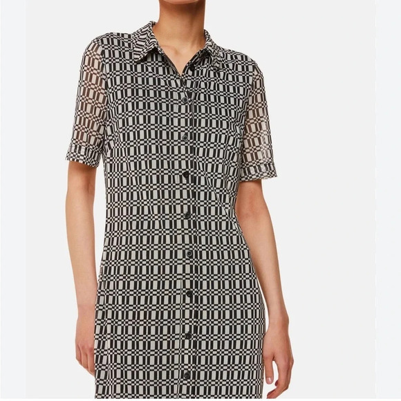 Whistles Link Check Mesh Shirt Dress Black/Multi NWT size 16 - Picture 13 of 15